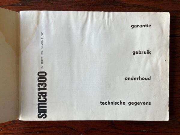 Instructie boek Simca 1300 1964 - Afbeelding 2