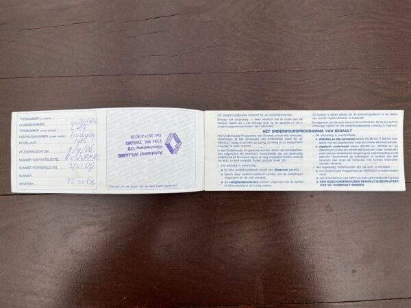 Renault gebr. Service boekje 1986 - Afbeelding 2