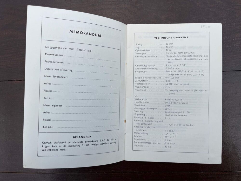 Sparta FP 50 Instructieboekje - Afbeelding 2