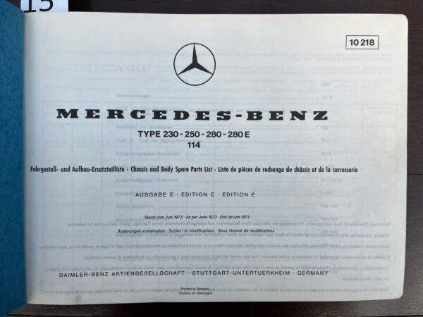 15/Mercedes 114 Chas/body 1973 - Afbeelding 2