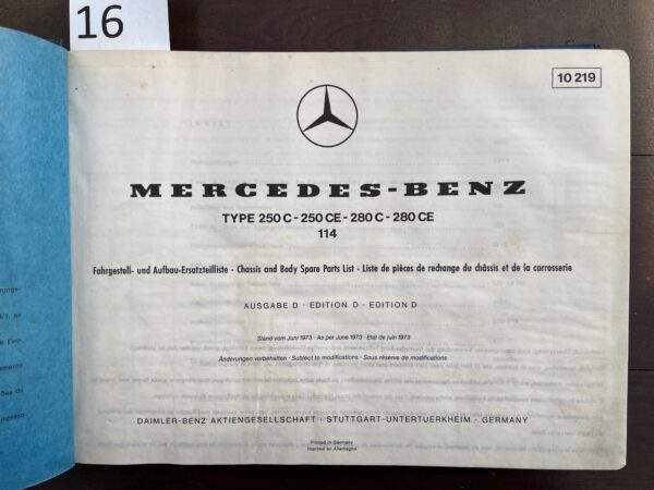 16/Mercedes 114 Coupe Chas/body 1973 10219 D - Afbeelding 3