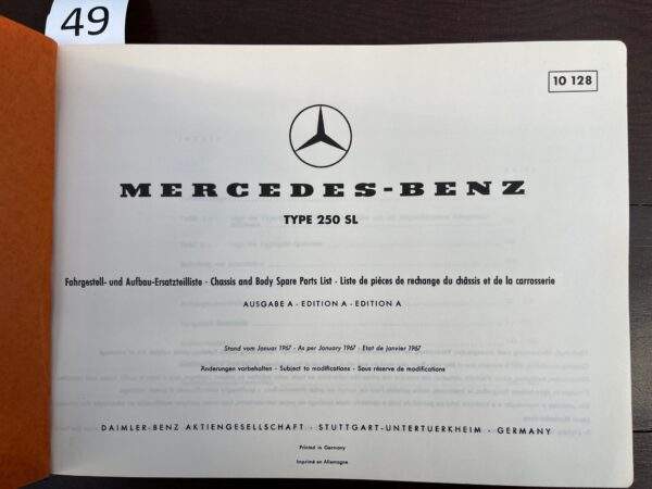 49/Mercedes 250 SL Onderdelen 1967 - Afbeelding 3