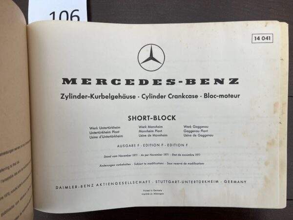 106/Mercedes onderblok motor 1971 - Afbeelding 2