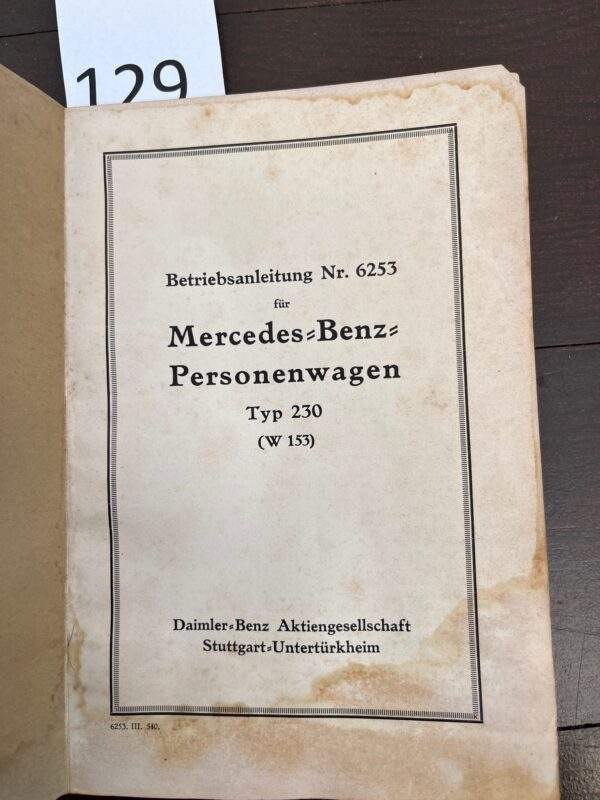 129/Mercedes 230 Instructie boekje 1938 - Afbeelding 4
