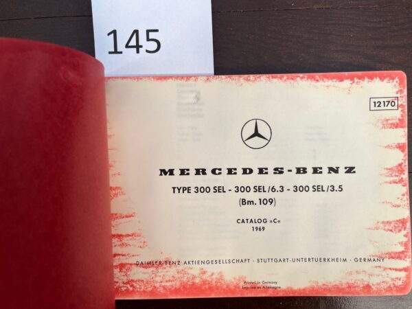 145/Mercedes 109 300 SEL  3.5 onderdelen boek. 1969 - Afbeelding 2