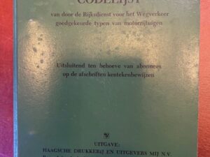 Boekje Nederlandse Type goedkeuringsnummers RDW 1963