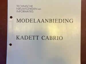 Opel Kadett Cabrio Dealer informatie 1986